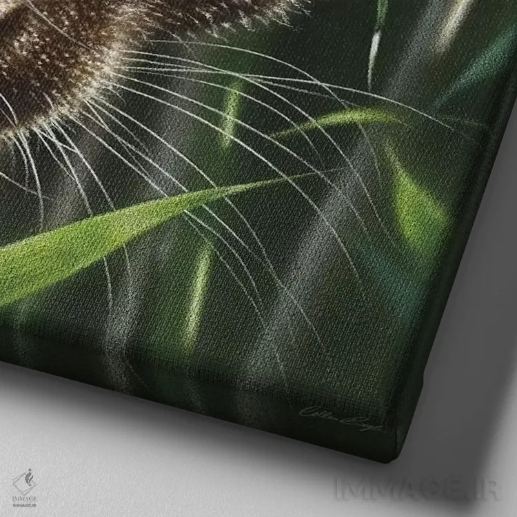 تابلو چشمان وحشی اثر کالین بوگل - نمای نزدیک بافت بوم