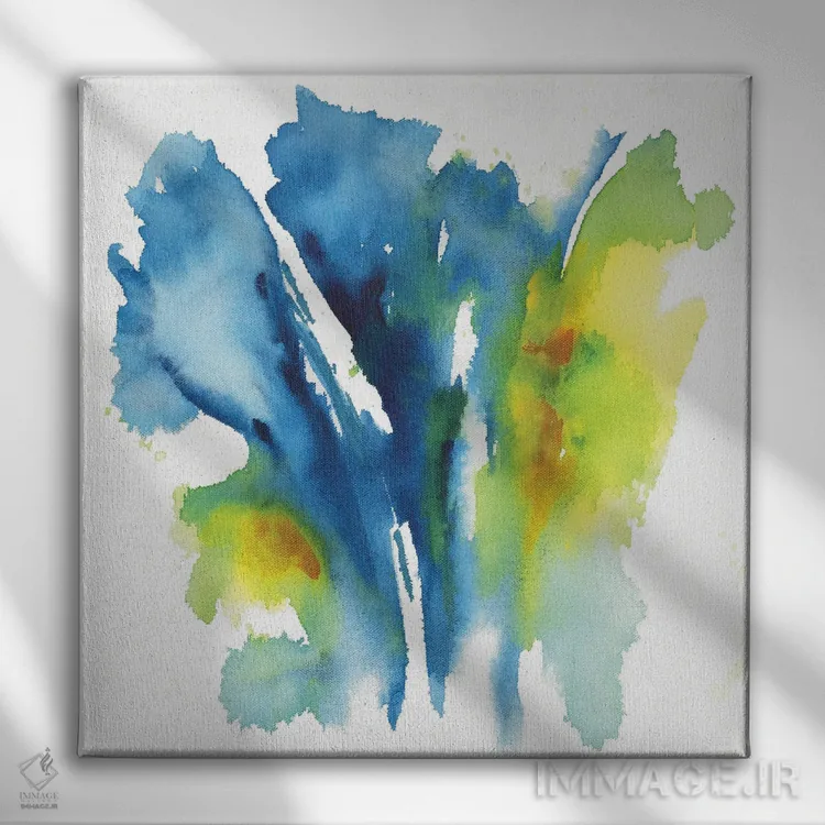 تابلو گل نئونی آبی اثر جویس کومبز - نمای روبهرو روی دیوار