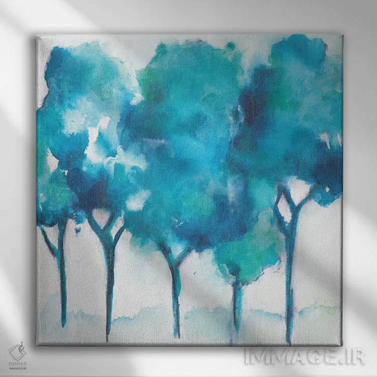 تابلو جنگل فیروزهای اثر جویس کومبز - نمای روبهرو روی دیوار