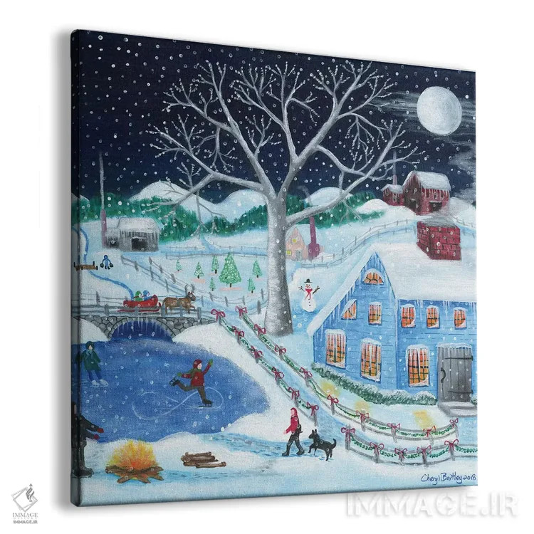 تابلو اسکیت روی یخ کنار مزرعه قدیمی اثر شریل بارتلی - نمای پرسپکتیو محصول