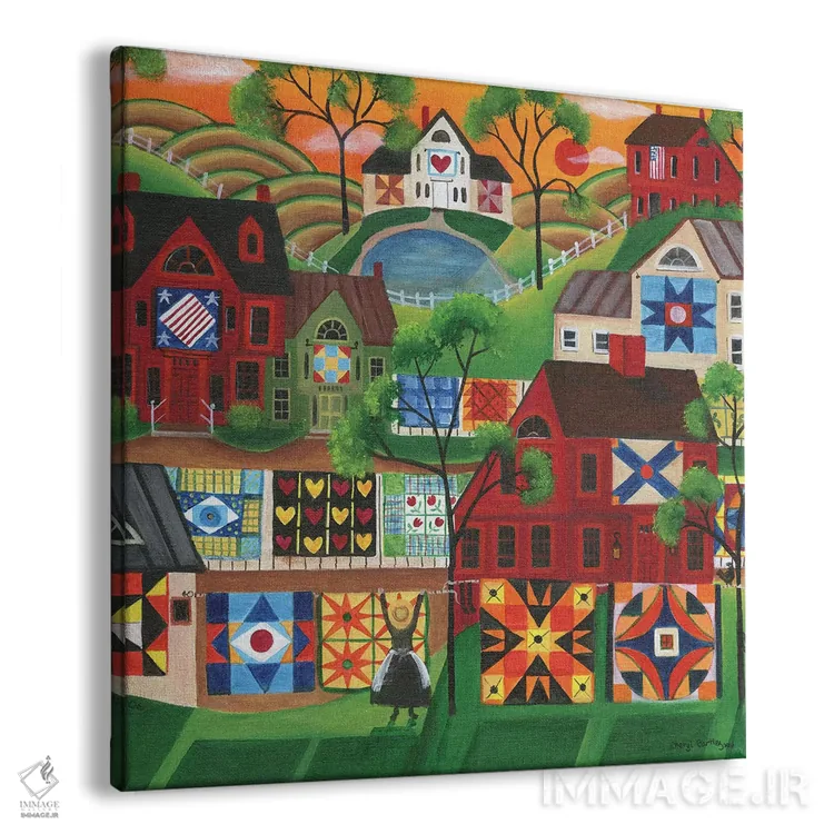 تابلو لحافهای رنگارنگ مامان اثر شریل بارتلی - نمای پرسپکتیو محصول