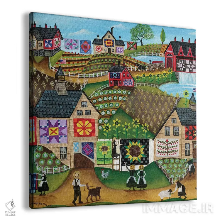 تابلو سرزمین آفتابگردان لحافدوزان اثر شریل بارتلی - نمای پرسپکتیو محصول