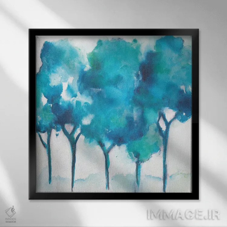تابلو جنگل فیروزهای اثر جویس کومبز - نمای قابدار مشکی