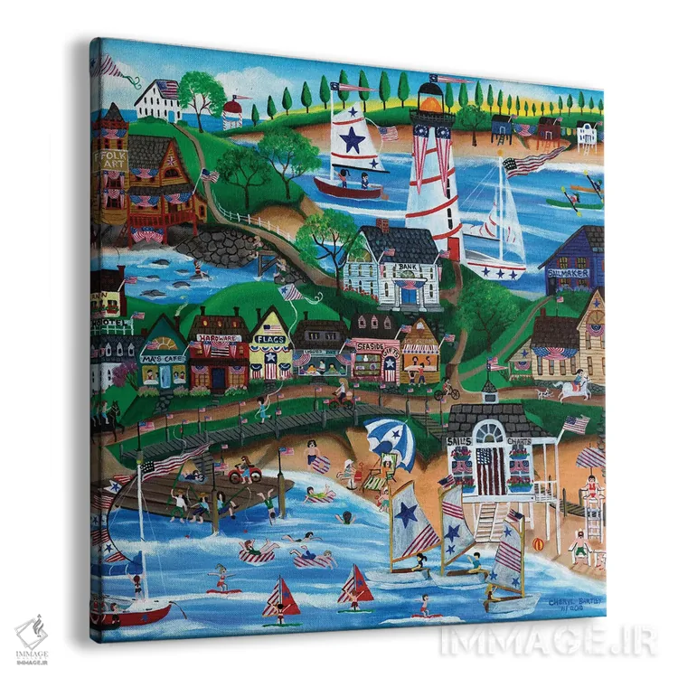 تابلو جشن چهارم ژوئیه در کنار دریاچه نیوانگلند قدیم اثر شریل بارتلی - نمای پرسپکتیو محصول