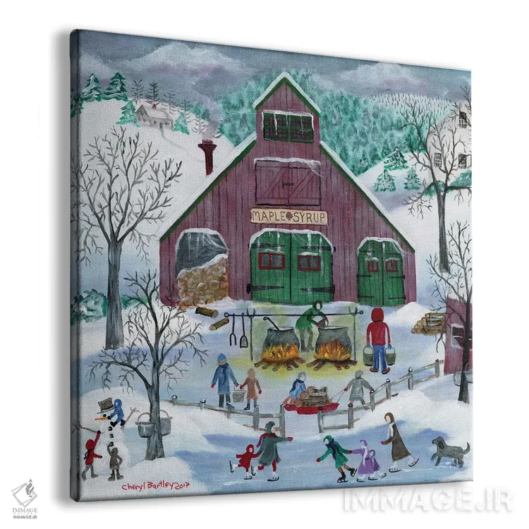 تابلو سازندگان شربت افرا و اسکیتبازان برفی اثر شریل بارتلی - نمای پرسپکتیو محصول