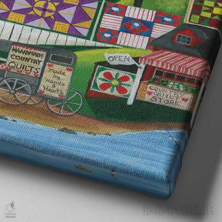 تابلو پناهگاه دوخت لحاف اثر شریل بارتلی - نمای نزدیک بافت بوم