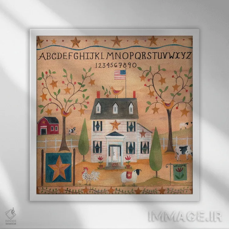 تابلو نمونهکار مزرعه پرنده ستاره اثر شریل بارتلی - نمای قابدار سفید