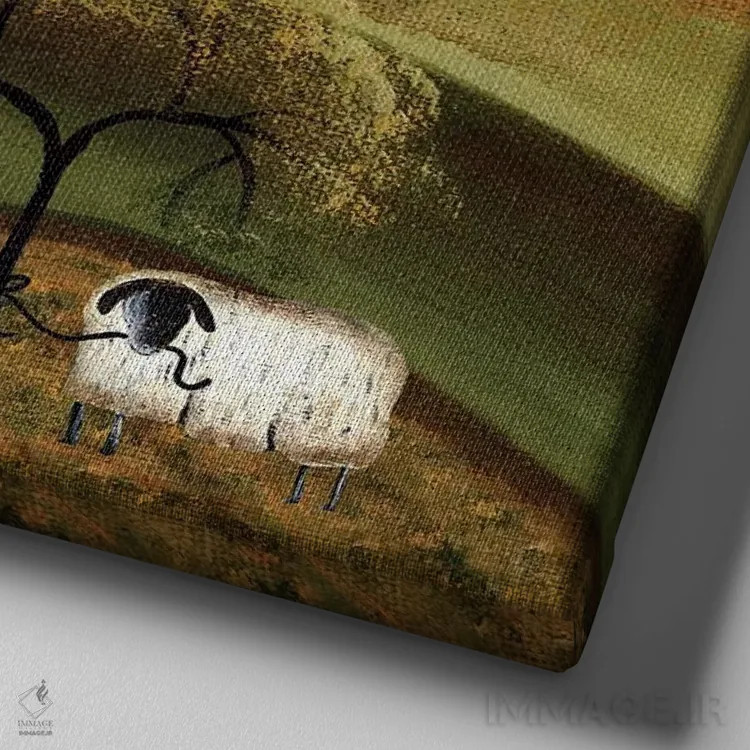 تابلو گوسفندان در انبارهای قرمز چهارم ژوئیه اثر شریل بارتلی - نمای نزدیک بافت بوم