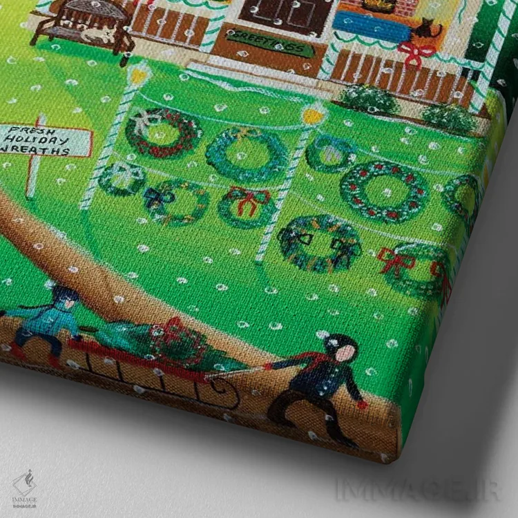 تابلو اولین برف اثر شریل بارتلی - نمای نزدیک بافت بوم