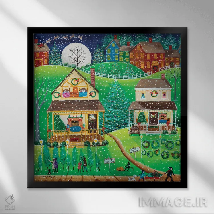 تابلو اولین برف اثر شریل بارتلی - نمای قابدار مشکی