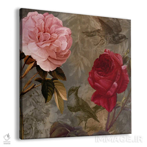 تابلو پرنده و گل رز I اثر ساشا - نمای پرسپکتیو محصول
