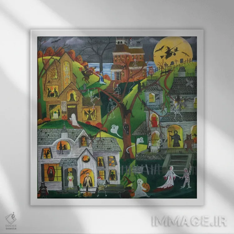 تابلو تاریک، مرموز و پر از خوراکی اثر شریل بارتلی - نمای قابدار سفید