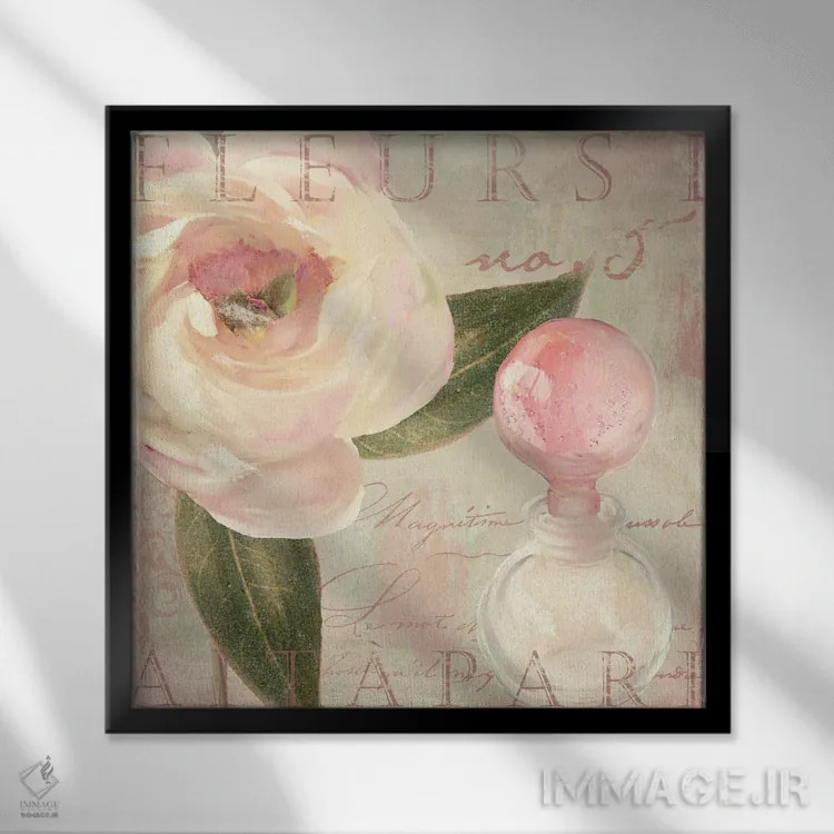 تابلو عطر گل رز II (به فرانسوی) اثر ساشا - نمای قابدار مشکی