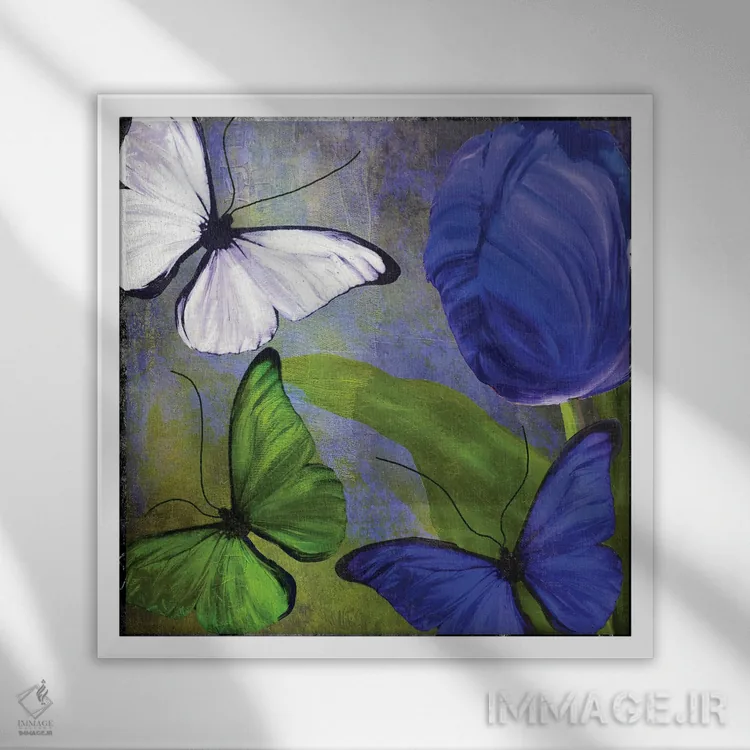 تابلو مورفوس II (نام گونهای پروانه) اثر ساشا - نمای قابدار سفید