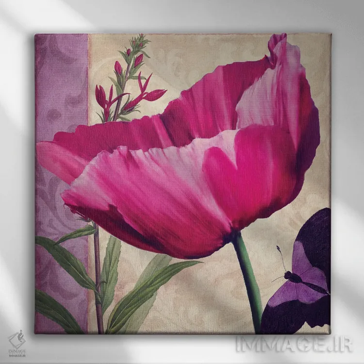 تابلو خشخاش صورتی I اثر ساشا - نمای روبهرو روی دیوار