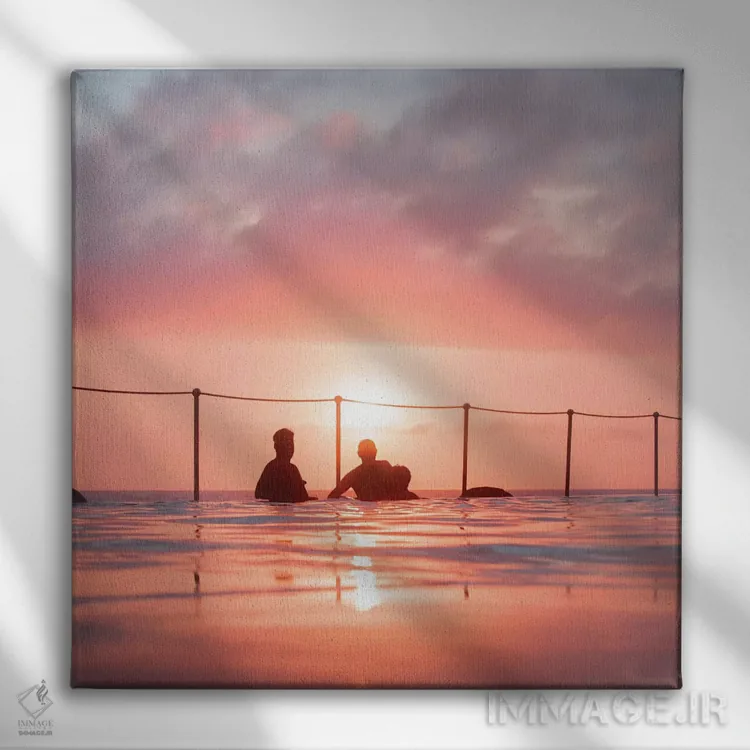 تابلو شنا در طلوع خورشید اثر شارلوت کرد - نمای روبهرو روی دیوار