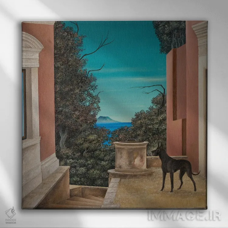 تابلو سگ سیاه اثر چکو مارینیلو - نمای روبهرو روی دیوار