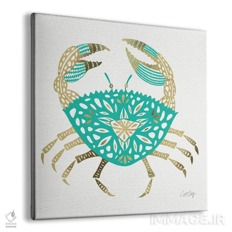 تابلو خرچنگ طلایی فیروزهای اثر کت کوکیلت - نمای پرسپکتیو محصول