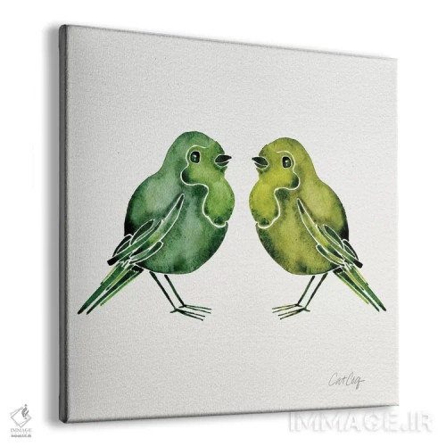 تابلو پرندگان سبز اثر کت کوکیلت - نمای پرسپکتیو محصول