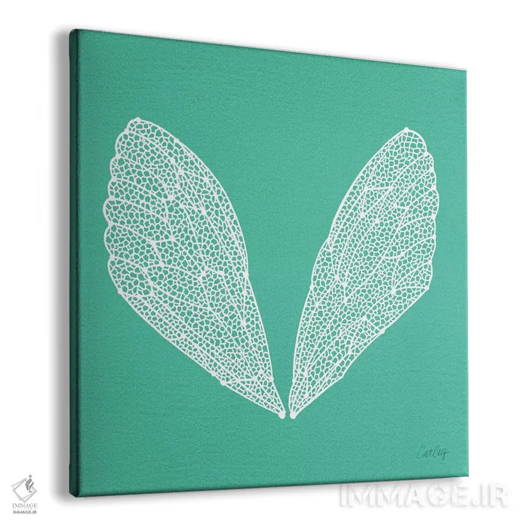 تابلو بالهای سیکادا فیروزهای سفید اثر کت کوکیلت - نمای پرسپکتیو محصول