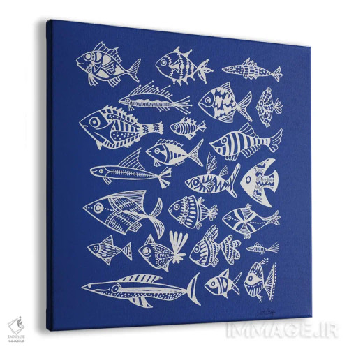 تابلو نقاشی ماهی آبی اثر کت کوکیلت - نمای پرسپکتیو محصول