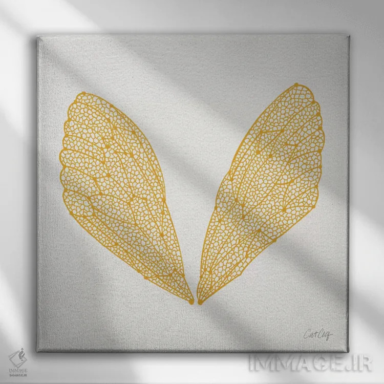 تابلو بالهای سیکادا زرد اثر کت کوکیلت - نمای روبهرو روی دیوار