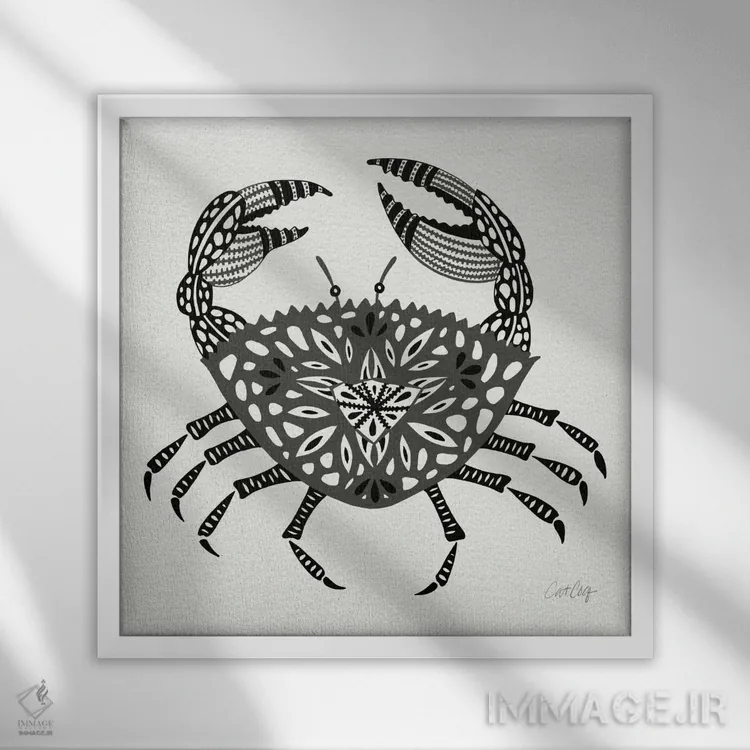 تابلو خرچنگ خاکستری اثر کت کوکیلت - نمای قابدار سفید