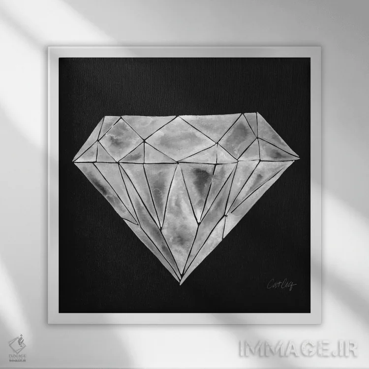 تابلو الماس اثر کت کوکیلت - نمای قابدار سفید