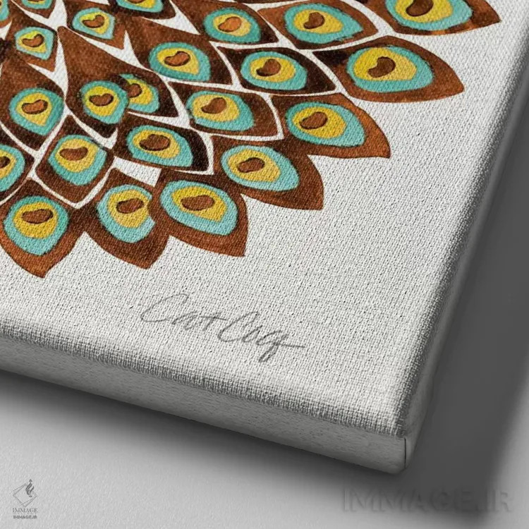 تابلو طاووس دهه ۷۰ اثر کت کوکیلت - نمای نزدیک بافت بوم