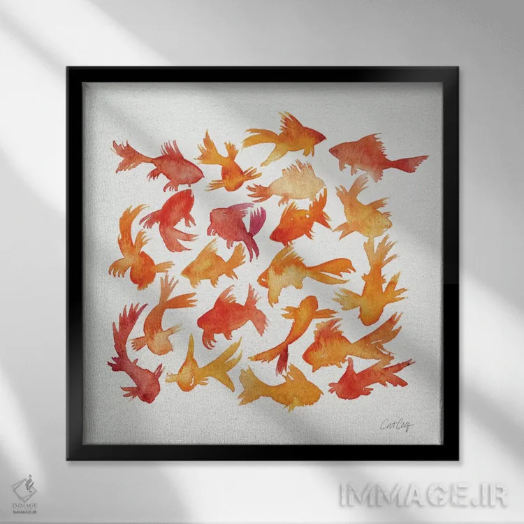 تابلو ماهی طلایی اثر کت کوکیلت - نمای قابدار مشکی