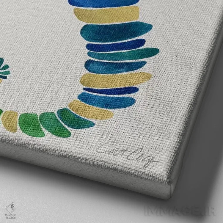 تابلو جفت اسب دریایی I اثر کت کوکیلت - نمای نزدیک بافت بوم