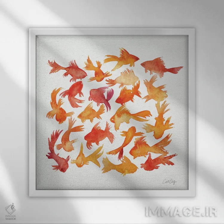 تابلو ماهی طلایی اثر کت کوکیلت - نمای قابدار سفید