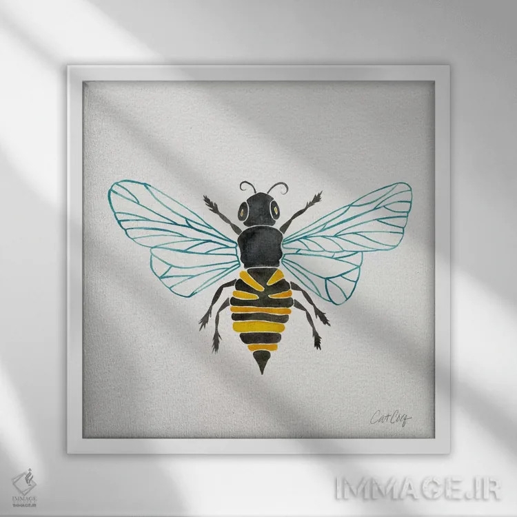 تابلو زنبور تنها ۱ اثر کت کوکیلت - نمای قابدار سفید