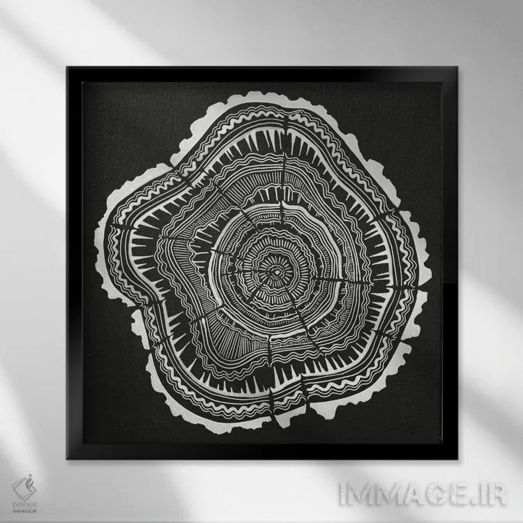 تابلو حلقههای درخت II اثر کت کوکیلت - نمای قابدار مشکی