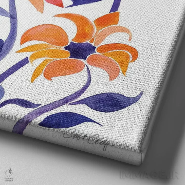 تابلو Sunset,آبرنگ گل آفتابگردان، غروب اثر کت کوکیلت - نمای نزدیک بافت بوم