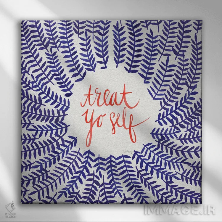 تابلو Coral & Navy,به خودت برس، مرجانی و سرمهای اثر کت کوکیلت - نمای روبهرو روی دیوار