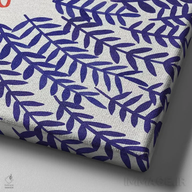 تابلو Coral & Navy,به خودت برس، مرجانی و سرمهای اثر کت کوکیلت - نمای نزدیک بافت بوم
