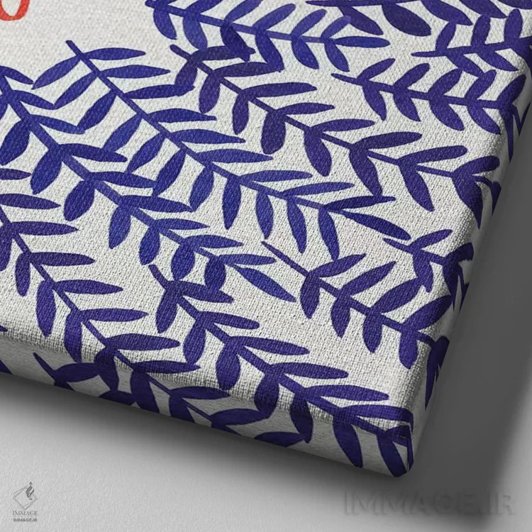 تابلو Coral & Navy,به خودت برس، مرجانی و سرمهای اثر کت کوکیلت - نمای نزدیک بافت بوم