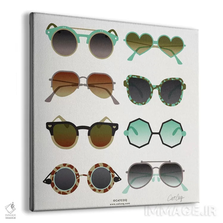 تابلو عینک آفتابی نعناعی و برنزه اثر کت کوکیلت - نمای پرسپکتیو محصول