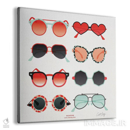 تابلو عینک آفتابی قرمز و نعناعی اثر کت کوکیلت - نمای پرسپکتیو محصول