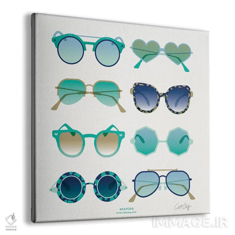 تابلو عینک آفتابی فیروزهای اثر کت کوکیلت - نمای پرسپکتیو محصول