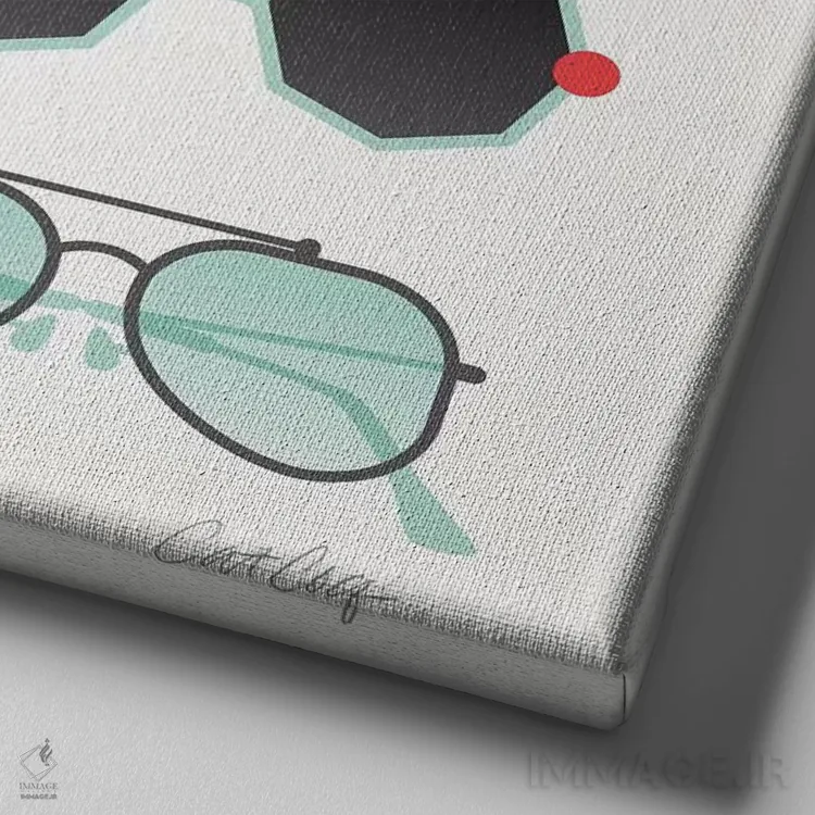 تابلو عینک آفتابی قرمز و نعناعی اثر کت کوکیلت - نمای نزدیک بافت بوم