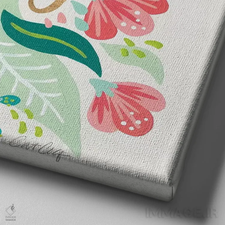 تابلو نعناعی صورتی اثر کت کوکیلت - نمای نزدیک بافت بوم