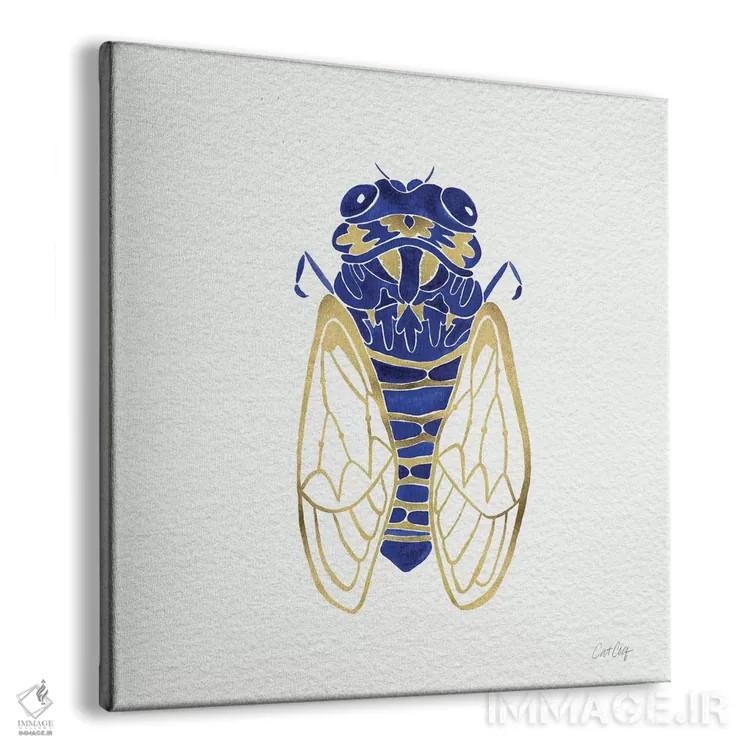 تابلو سنجاقک طلایی سرمهای اثر کت کوکیلت - نمای پرسپکتیو محصول