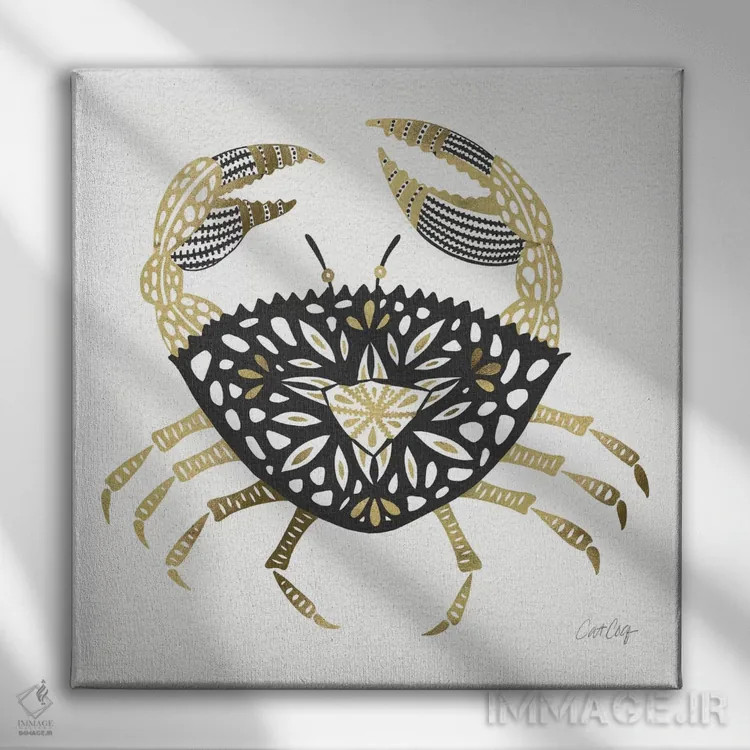 تابلو خرچنگ مشکی طلایی اثر کت کوکیلت - نمای روبهرو روی دیوار