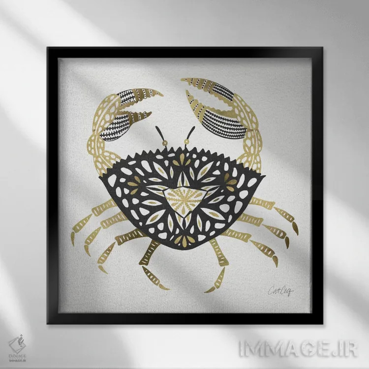 تابلو خرچنگ مشکی طلایی اثر کت کوکیلت - نمای قابدار مشکی