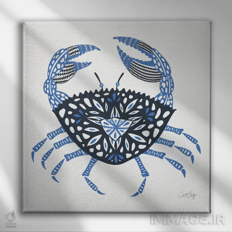 تابلو خرچنگ آبی اثر کت کوکیلت - نمای روبهرو روی دیوار