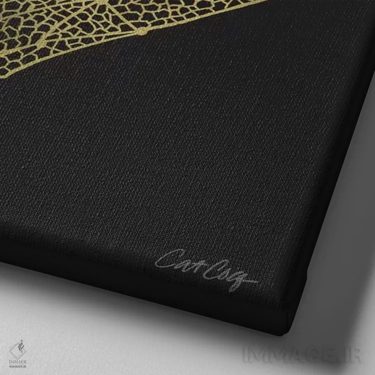 تابلو بال سنجاقک مشکی طلایی اثر کت کوکیلت - نمای نزدیک بافت بوم