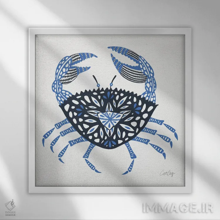 تابلو خرچنگ آبی اثر کت کوکیلت - نمای قابدار سفید