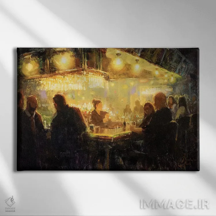 تابلو شبی با دوستان بیرون اثر کریستوفر کلارک - نمای روبهرو روی دیوار